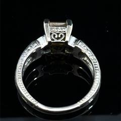 PT950 PLATINUM DIAMOND & GOLD CITRINE RING W/MILGRAIN DETAIL BAND 5
